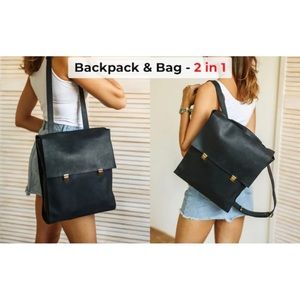 Convertible Leather crossbody/ Shoulder backpack
